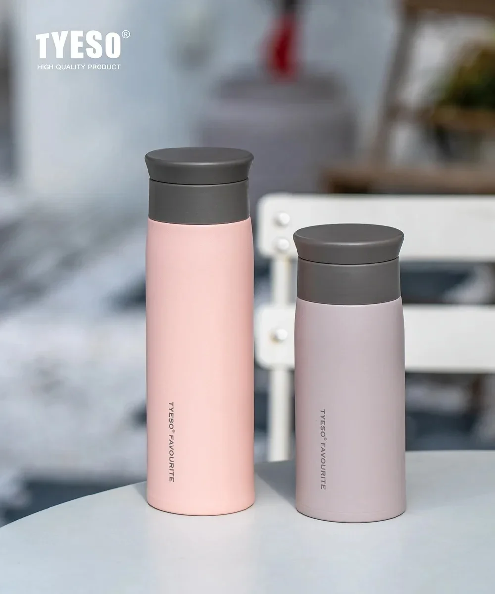 350/500ML Tyeso Stainless Steel Insulated Water Bottle Simple Round Shoulder Travel Mug Portable Frosted Ins Style Design