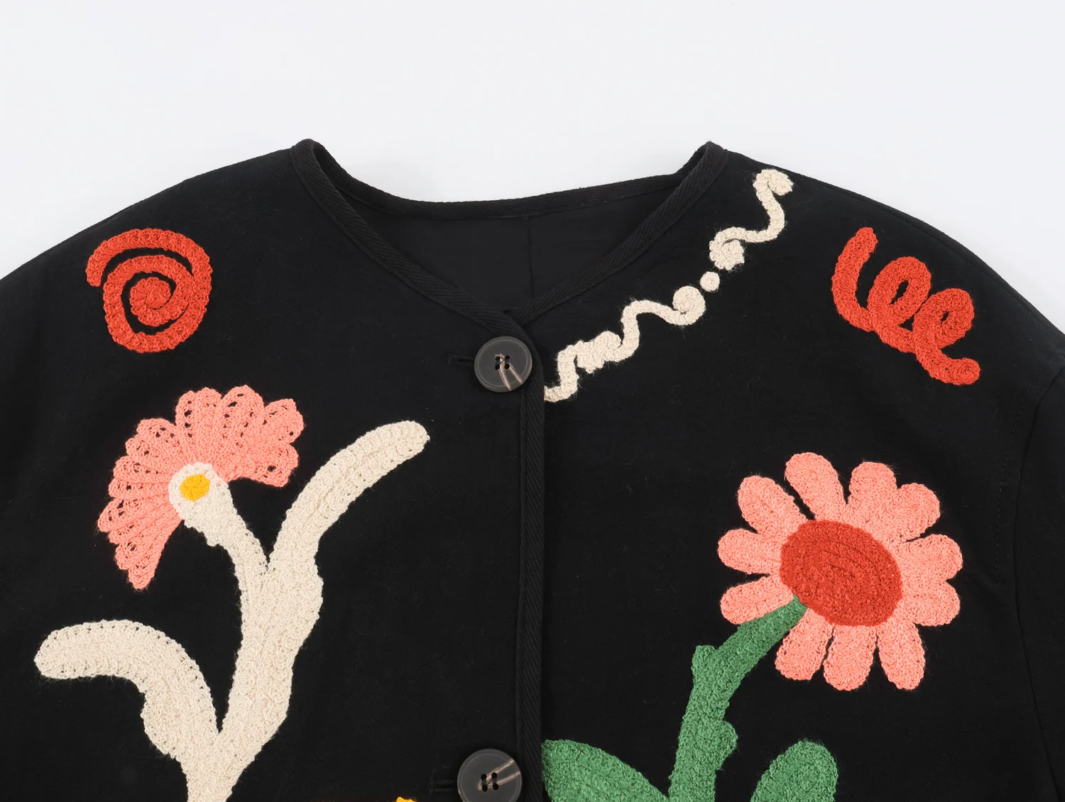 KONDALA Chic 2026 Vintage Autumn Modern Flower Embroidery Jacket Streetwear Pockets Single Breasted Loose Casual Female Outwear