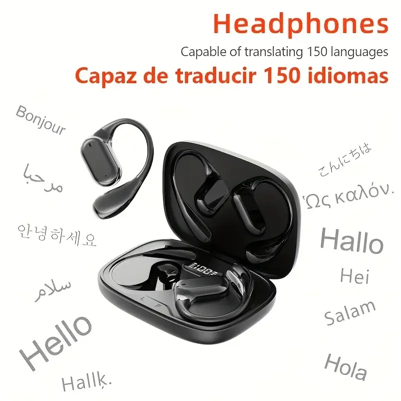 2026 New AI Translation Earphones: High-Definition Audio, LED Battery Display, Suitable for Sports and Commuting.