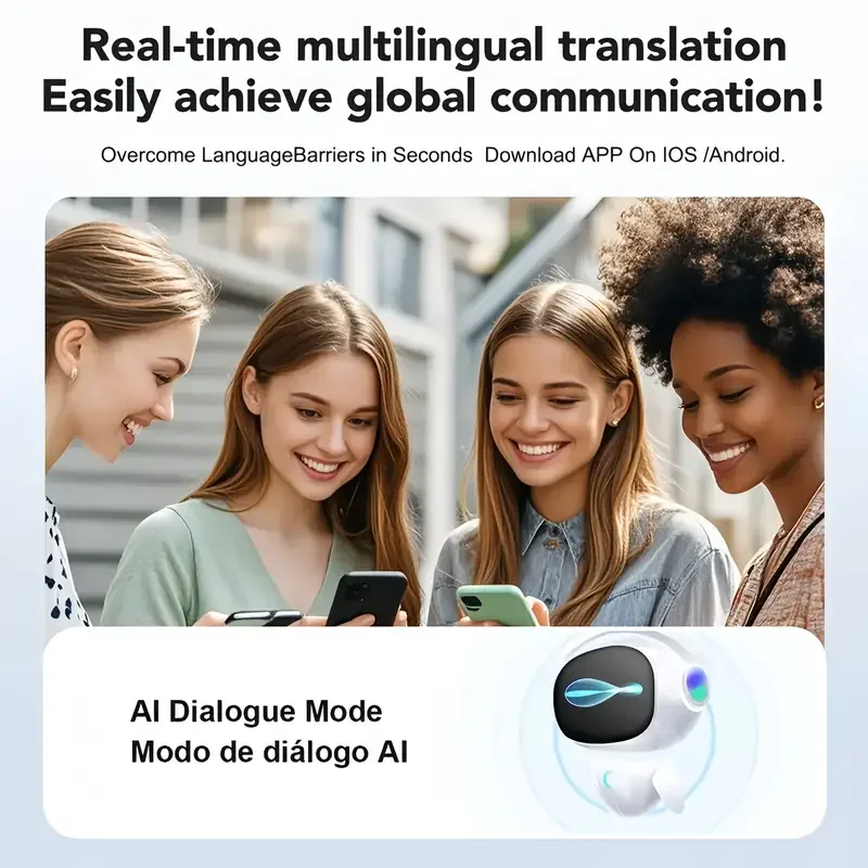 2026 New AI Translation Earphones: High-Definition Audio, LED Battery Display, Suitable for Sports and Commuting.