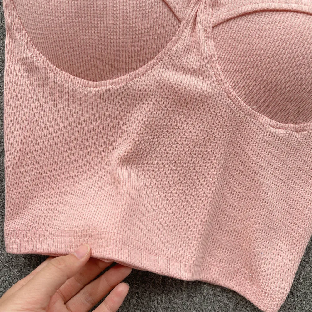 Strapless Western Style Skinny Tanks Camis for Women Summer Casual Solid Colours Female Corset Crop Tube Tops with Built In Bras
