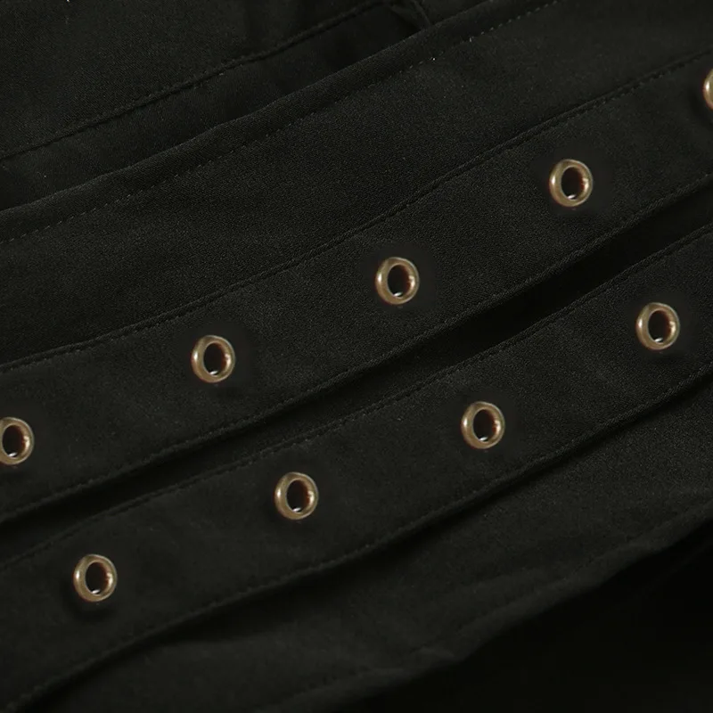 Goth Dark Punk Style Metal Buckle Ultrashort Pants Mall Goth Low Waist Skinny Shorts Cyber Y2K Streetwear Women Alt Hot Pants