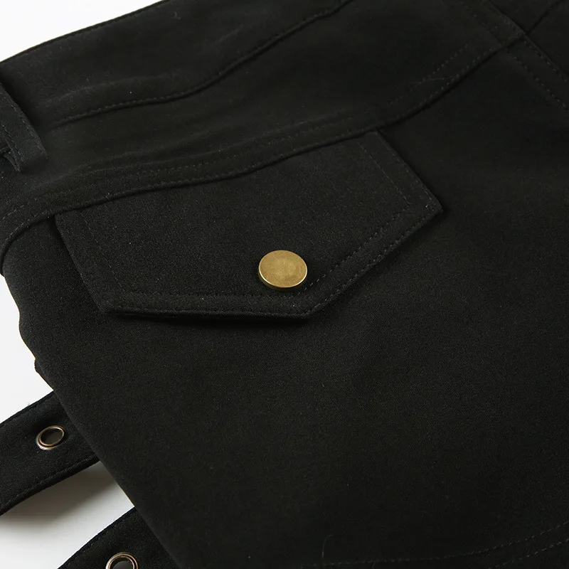 Goth Dark Punk Style Metal Buckle Ultrashort Pants Mall Goth Low Waist Skinny Shorts Cyber Y2K Streetwear Women Alt Hot Pants
