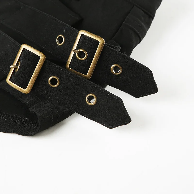 Goth Dark Punk Style Metal Buckle Ultrashort Pants Mall Goth Low Waist Skinny Shorts Cyber Y2K Streetwear Women Alt Hot Pants