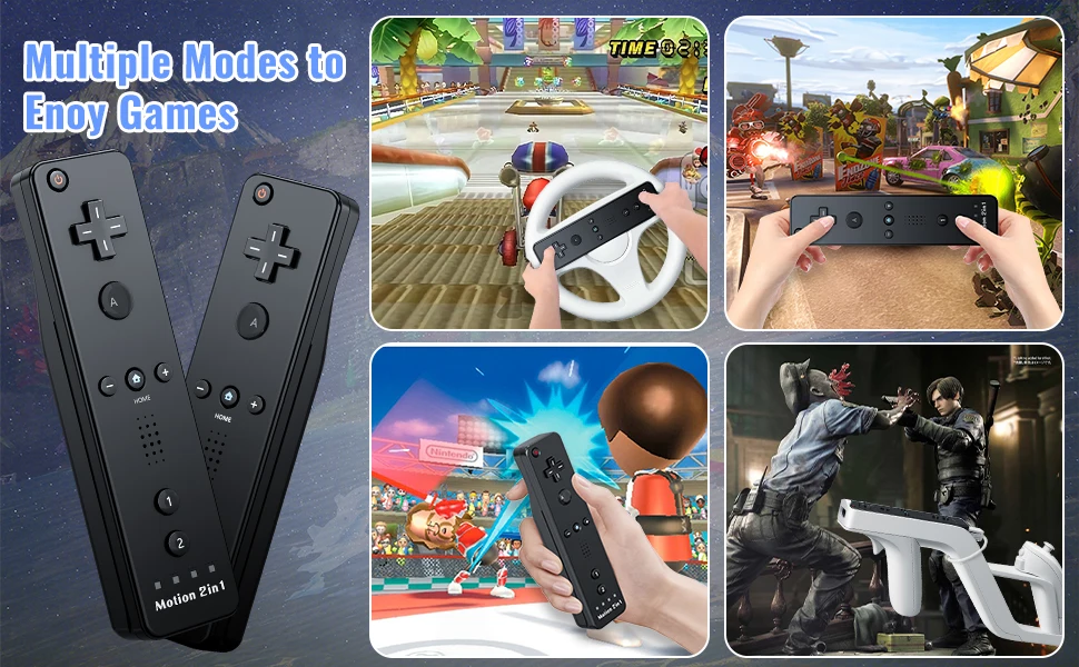 2in1 Controller For Nintendo WII/WII U Gaming Left Right Joystick Wireless Gamepads Optional Motionplus Func Game Remote Control