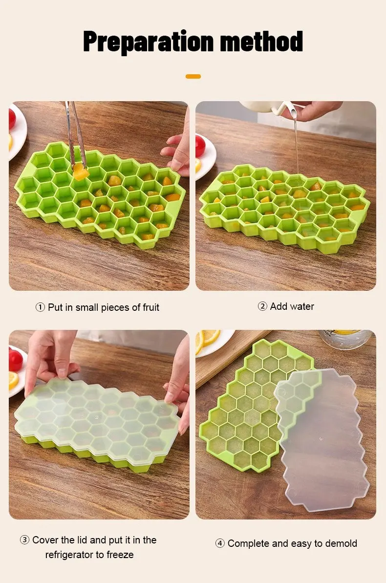 1pcs Honeycomb 37 Lattice Cube Tray Maker Without Lid DIY Ice Mold