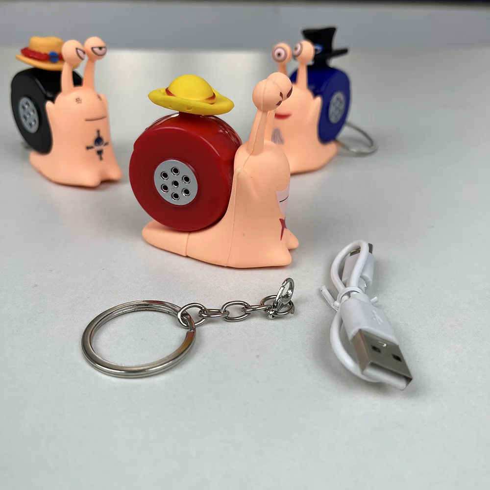 Anime One Piece Den Den Mushi Model Toys Cartoon Luffy Sabo Ace Snail Shaped Phone Can Sound Recording Toys for Children Gifts