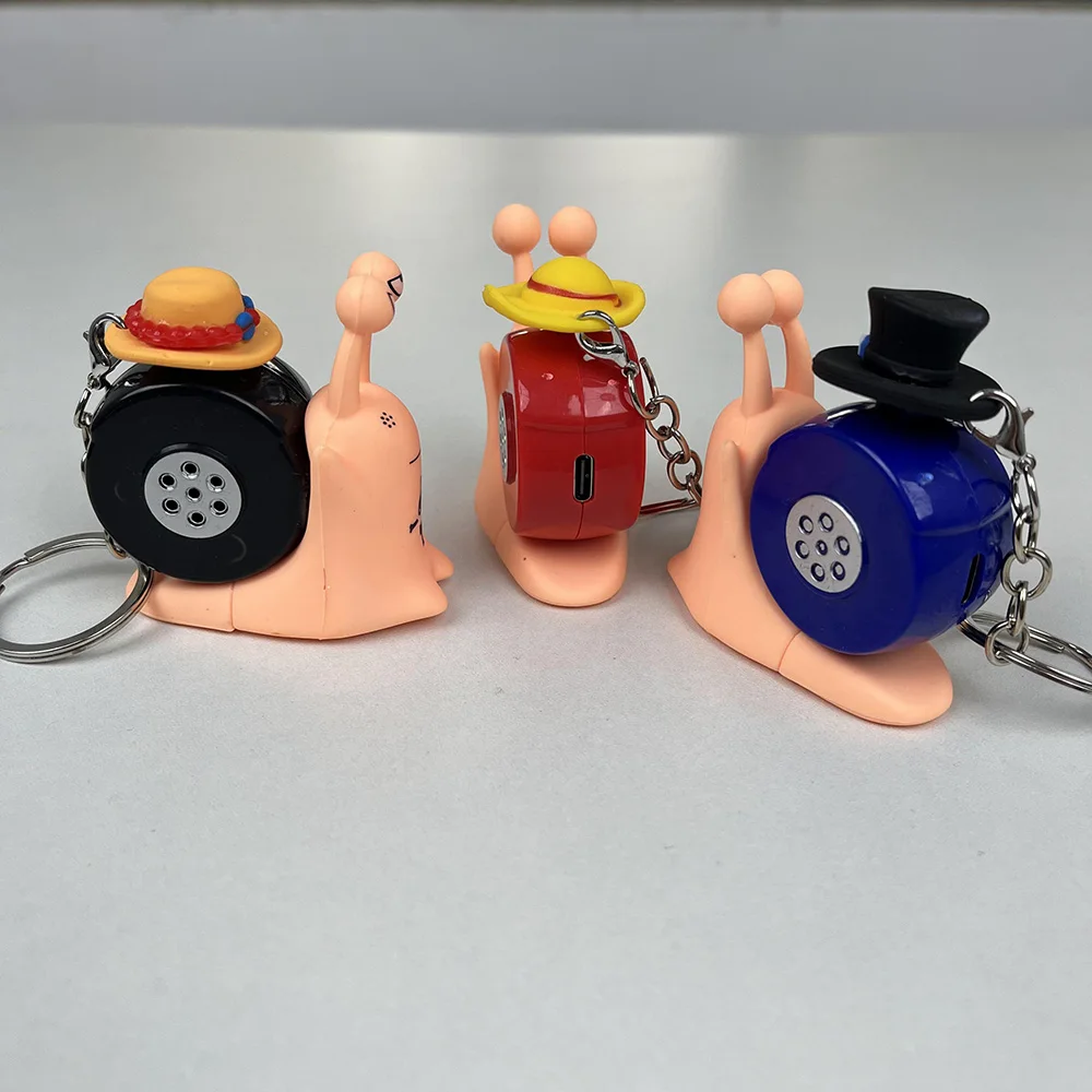 Anime One Piece Den Den Mushi Model Toys Cartoon Luffy Sabo Ace Snail Shaped Phone Can Sound Recording Toys for Children Gifts