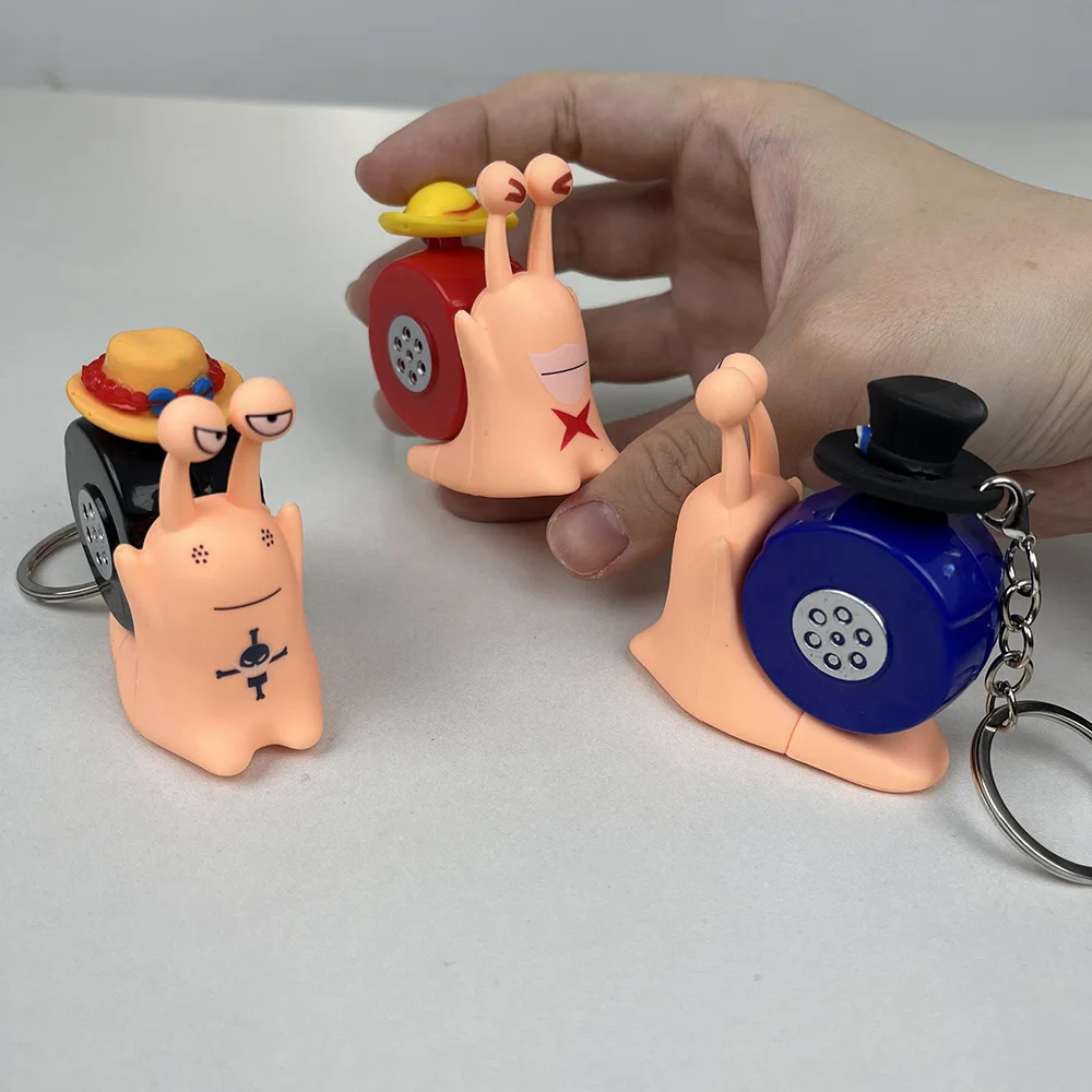 Anime One Piece Den Den Mushi Model Toys Cartoon Luffy Sabo Ace Snail Shaped Phone Can Sound Recording Toys for Children Gifts