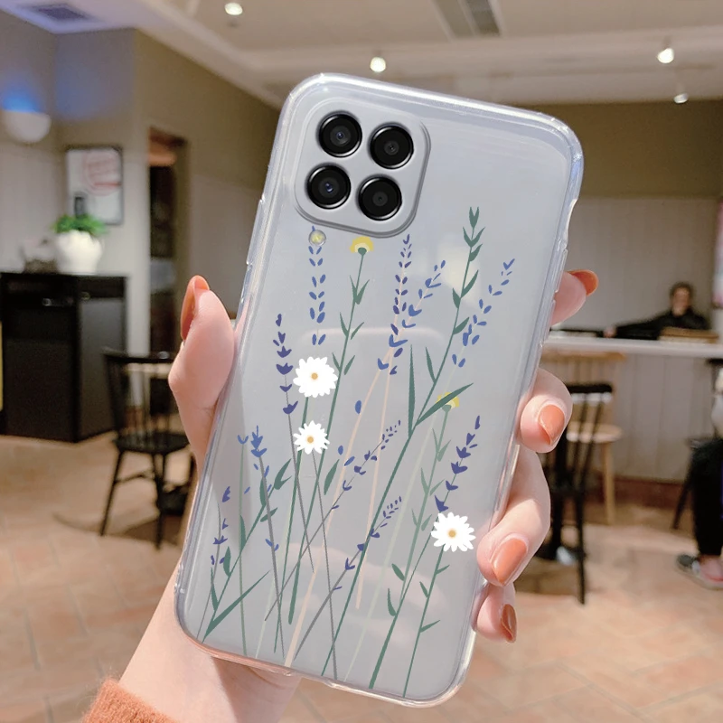 For Samsung Galaxy M33 5G Case Cover Cute Butterfly Flowers Protective Phone Case For Samsung M14 M15 M54 M55 M34 Transparent