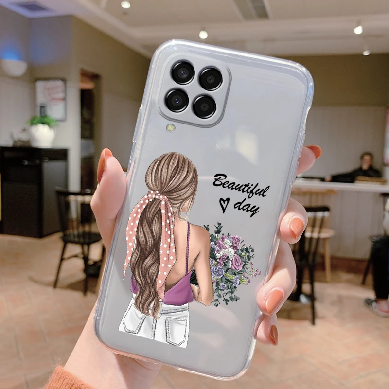 For Samsung Galaxy M33 5G Case Cover Cute Butterfly Flowers Protective Phone Case For Samsung M14 M15 M54 M55 M34 Transparent