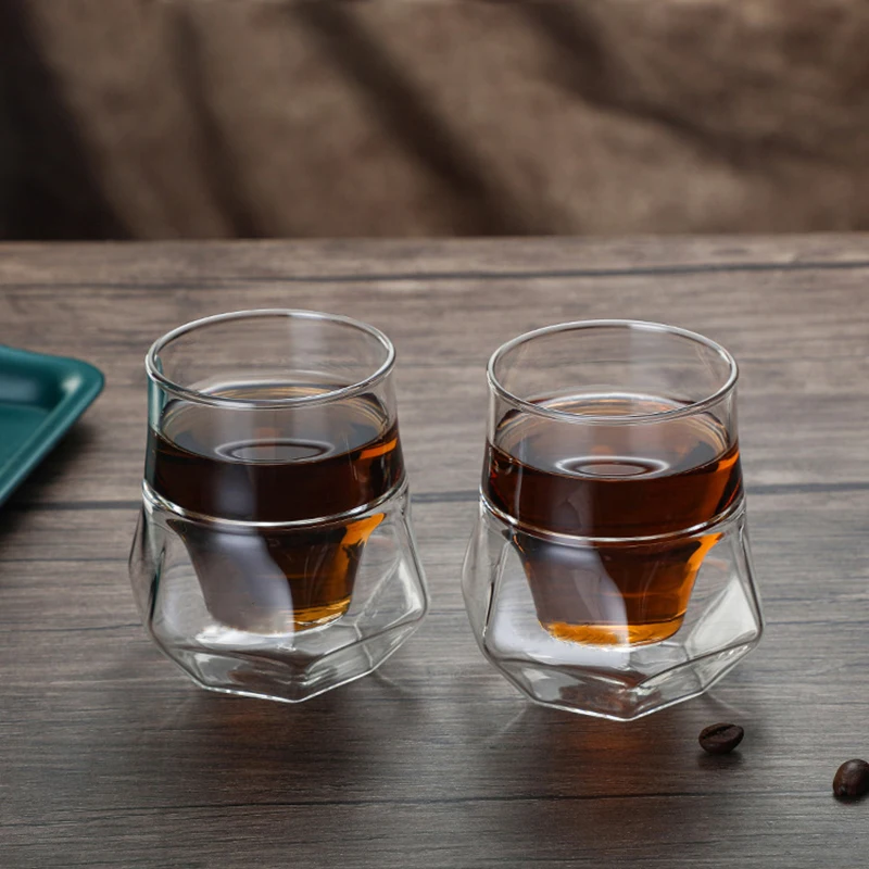 FOME Double Walled Glass Cup Transparent Coffee Milk Mug Espresso Cup Home Brandy Wine Cocktail Glasses Tasting Cup