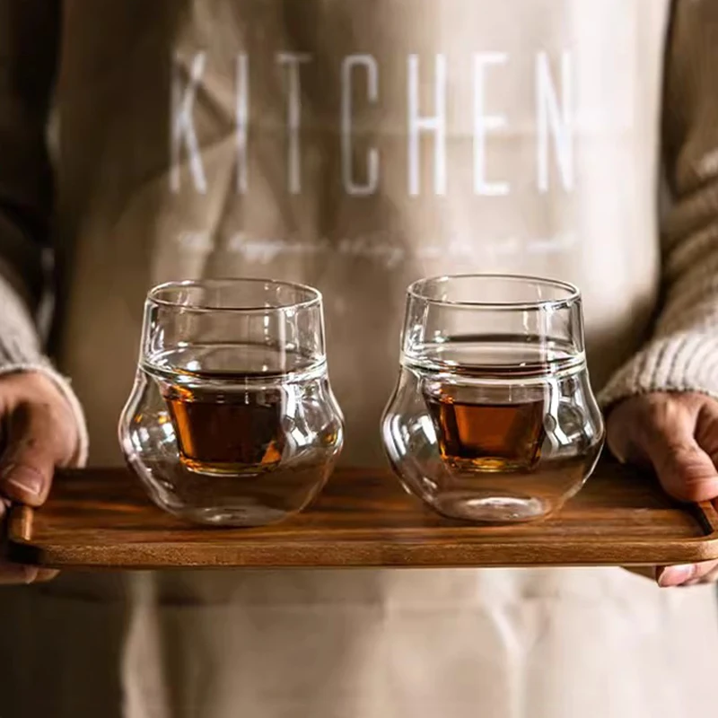 FOME Double Walled Glass Cup Transparent Coffee Milk Mug Espresso Cup Home Brandy Wine Cocktail Glasses Tasting Cup