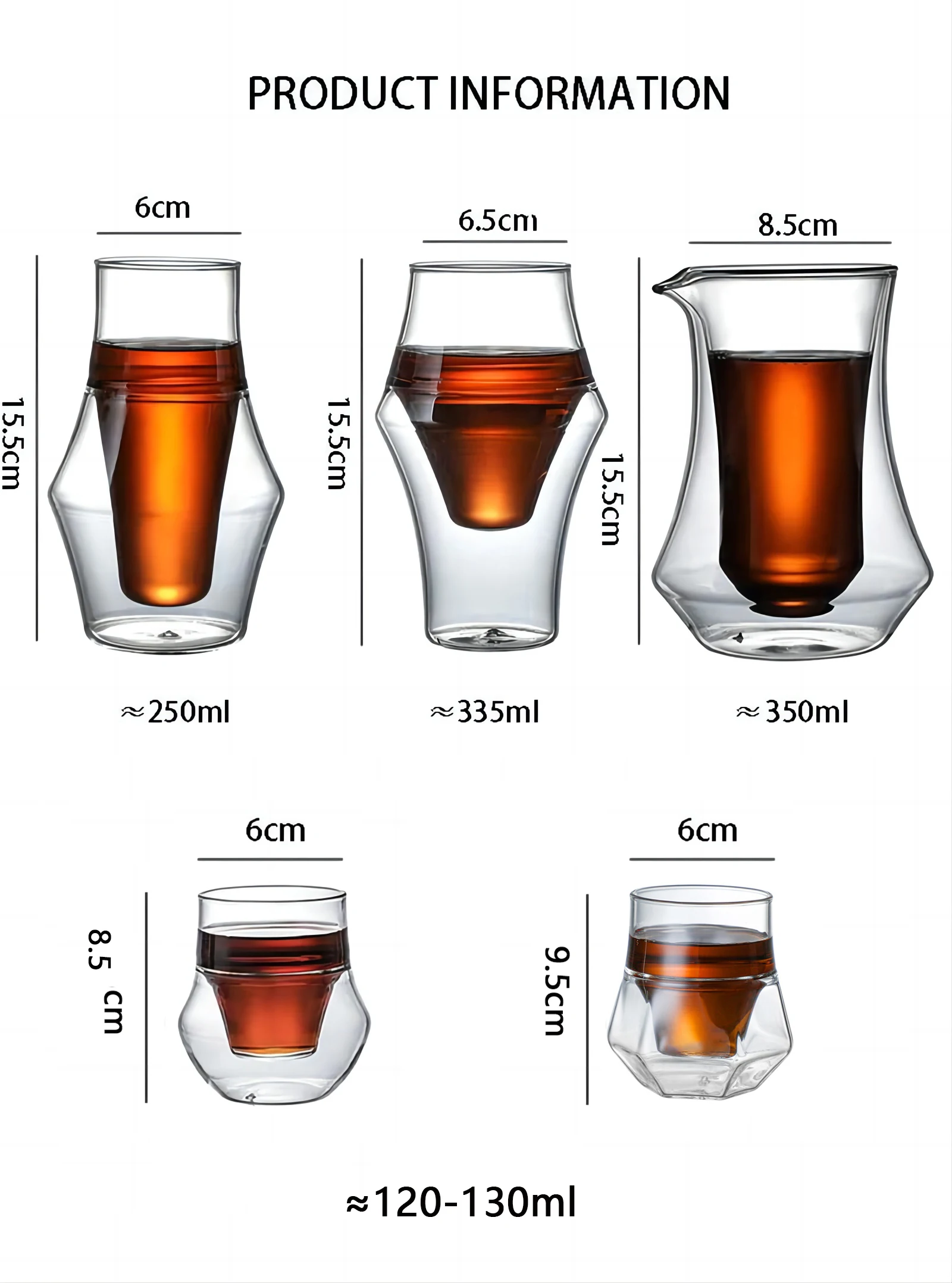 FOME Double Walled Glass Cup Transparent Coffee Milk Mug Espresso Cup Home Brandy Wine Cocktail Glasses Tasting Cup