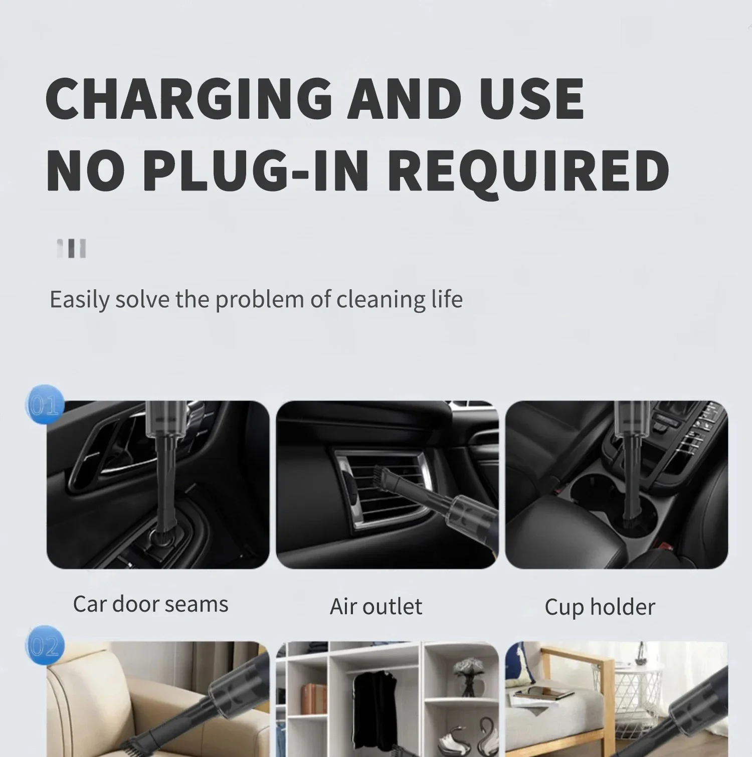 CENRR 98000PA Powerful Mini Car Vacuum Cleaner Cordless Wireless Car Cleaner HandHeld Portable Vacuum Cleaner Air Gun