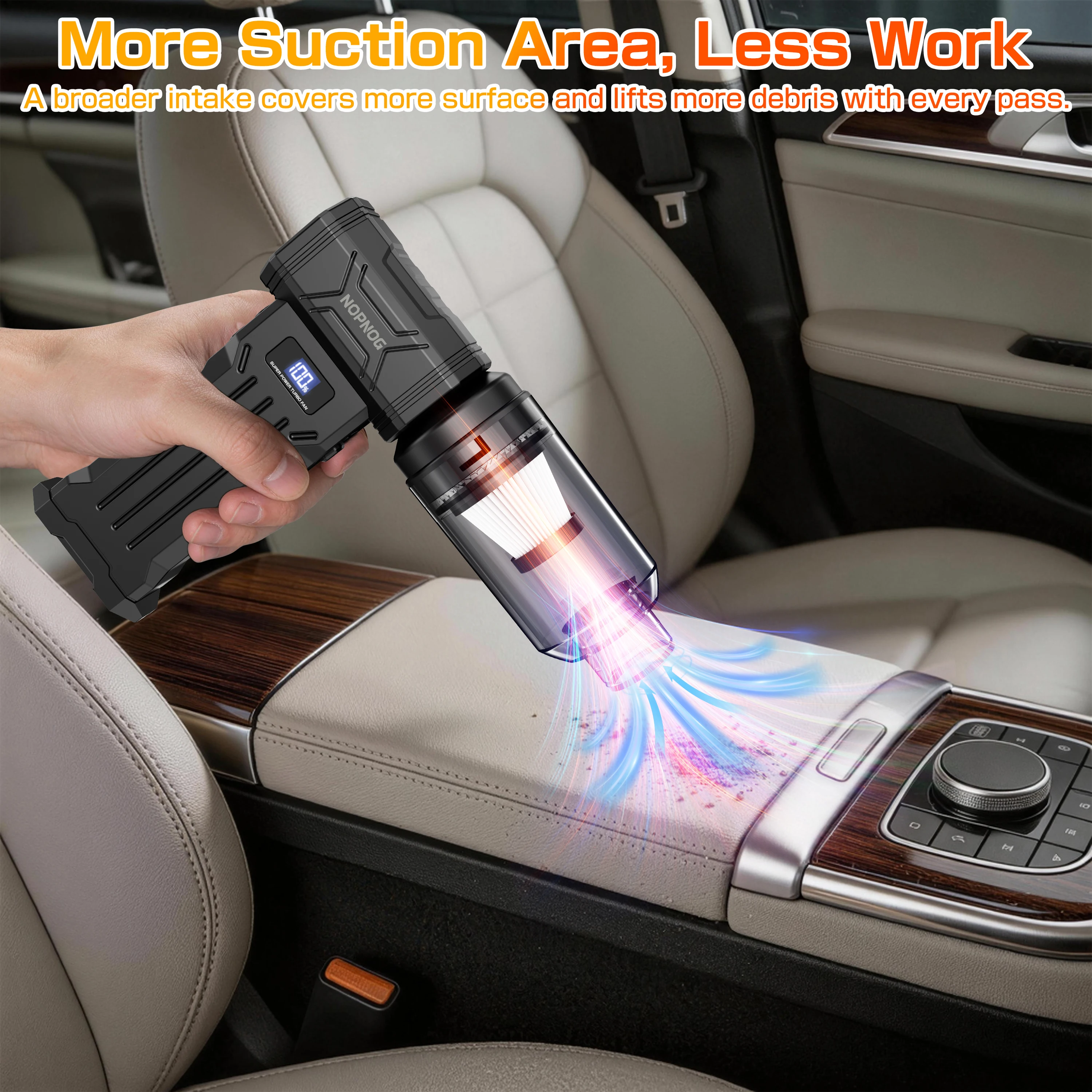 Car Vacuum Cleaner Turbo Fan Air Blower Cleaning Tools Air Duster Electric Dust Collector Hair Dryer for RV Truck Trailer Home Outdoors Camping Universal Auto Accessories