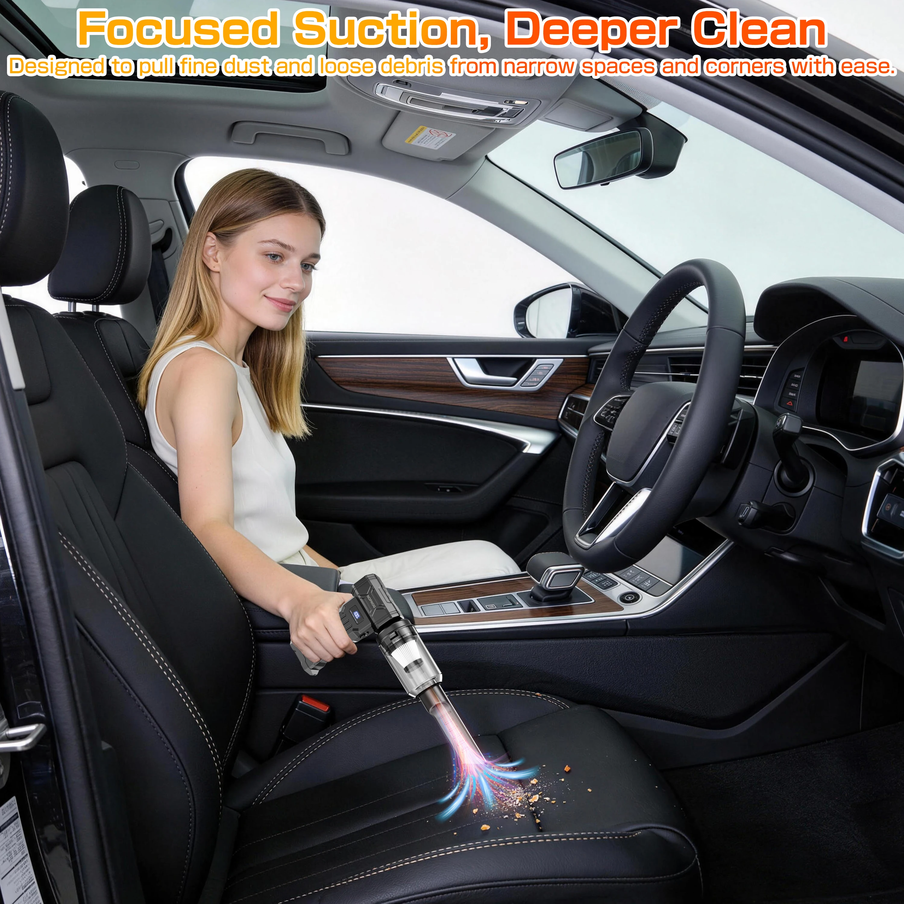 Car Vacuum Cleaner Turbo Fan Air Blower Cleaning Tools Air Duster Electric Dust Collector Hair Dryer for RV Truck Trailer Home Outdoors Camping Universal Auto Accessories