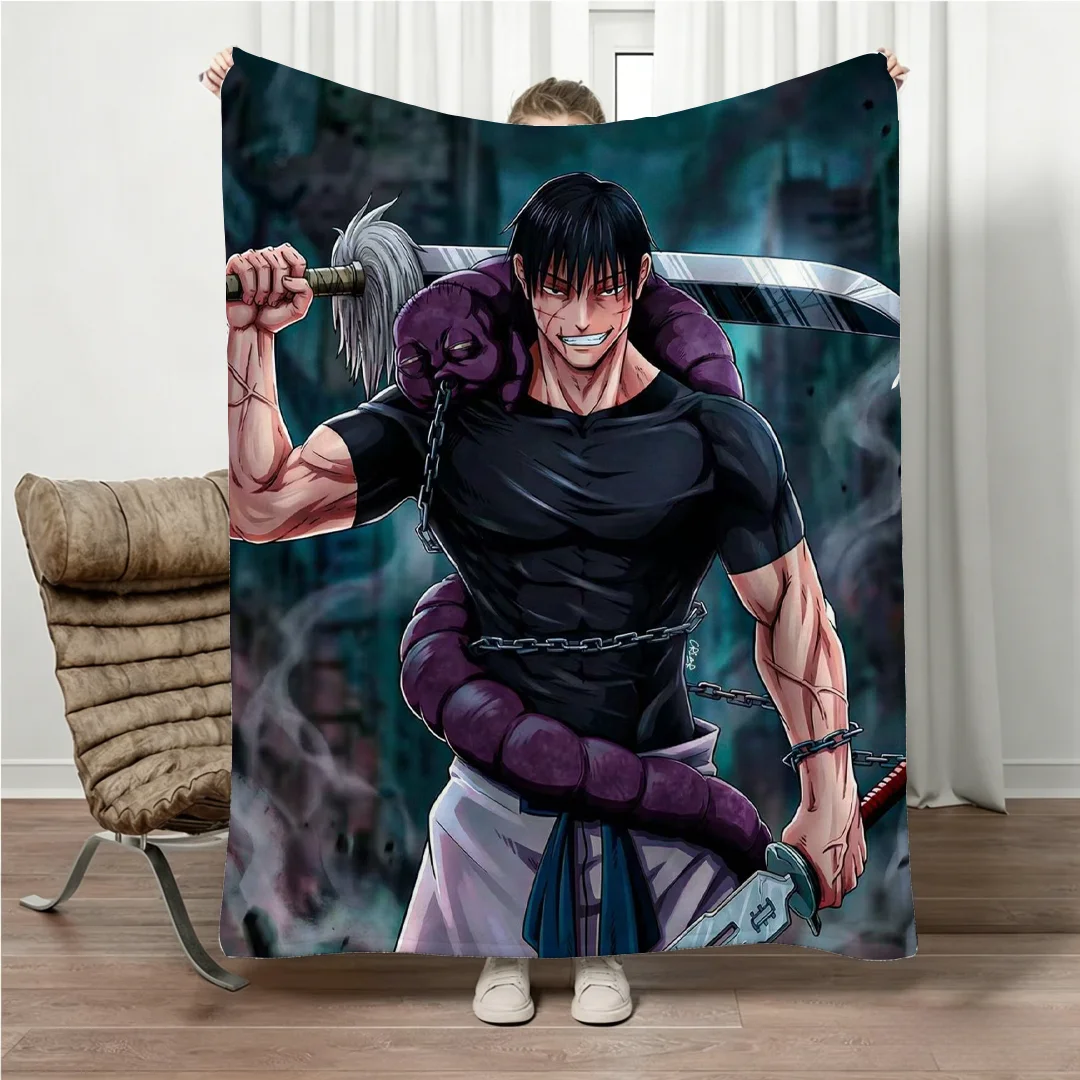 Jujutsu Kaisen Gojo Flannel Blanket Four Seasons Universal Nap Throw Anime Print Lightweight Sofa Bed Office Lunch Break Blanket