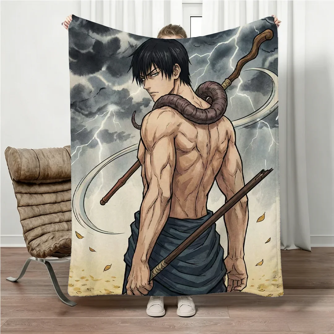 Jujutsu Kaisen Gojo Flannel Blanket Four Seasons Universal Nap Throw Anime Print Lightweight Sofa Bed Office Lunch Break Blanket