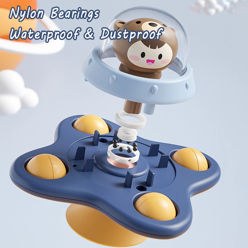 Baby Montessoris Spin Cup Top Bath Toys Bathing Sucker Spinner Suction Sensory Toy Rotating Rattles Early Educational Fidget Toy