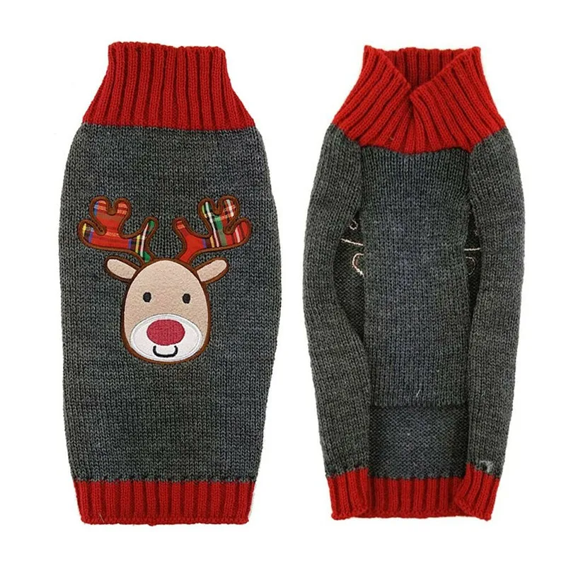 Christmas Dog Sweater Cute Cartoon Reindeer Xmas Pet Costume Puppy Cat Warm Clothes For Small Dogs Chihuahua Pug Winter Clothing