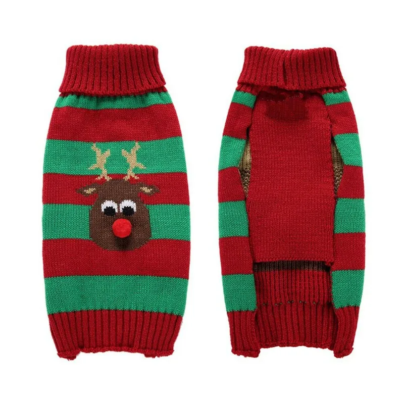 Christmas Dog Sweater Cute Cartoon Reindeer Xmas Pet Costume Puppy Cat Warm Clothes For Small Dogs Chihuahua Pug Winter Clothing
