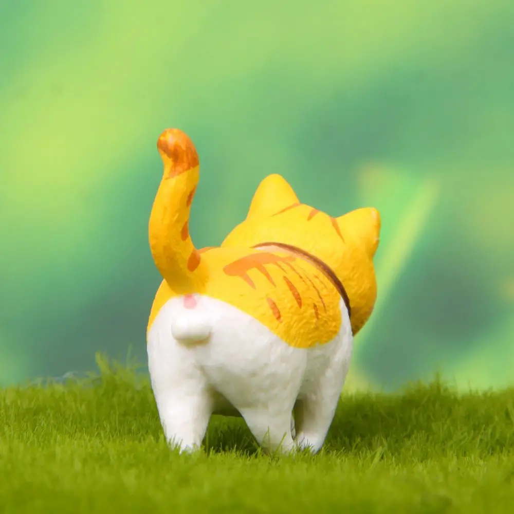 Mini Kitten Statue Simulation Animal Model Cartoon Funny Cat Figurine With Bowknot Design Desktop Ornament Dollhouse Decor