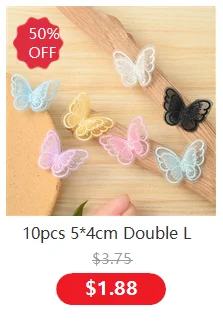 5cm 20pcs Double Sweet Butterfly Appliqued 3D Simulation Mesh Dreamy Bouquet Patch For DIY Handmade Hairband Nail Decoration