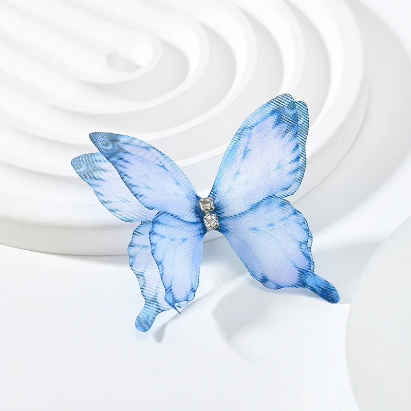 5cm 20pcs Double Sweet Butterfly Appliqued 3D Simulation Mesh Dreamy Bouquet Patch For DIY Handmade Hairband Nail Decoration
