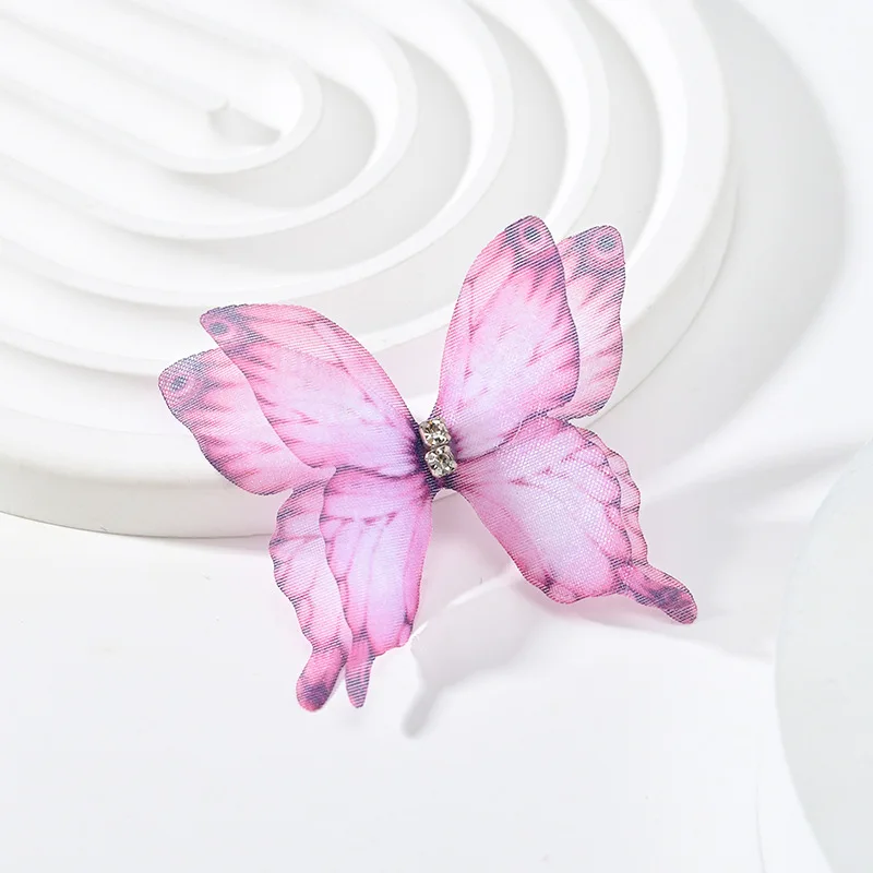 5cm 20pcs Double Sweet Butterfly Appliqued 3D Simulation Mesh Dreamy Bouquet Patch For DIY Handmade Hairband Nail Decoration
