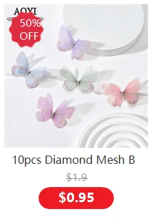 5cm 20pcs Double Sweet Butterfly Appliqued 3D Simulation Mesh Dreamy Bouquet Patch For DIY Handmade Hairband Nail Decoration