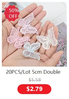 5cm 20pcs Double Sweet Butterfly Appliqued 3D Simulation Mesh Dreamy Bouquet Patch For DIY Handmade Hairband Nail Decoration
