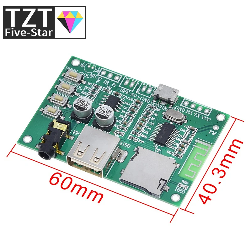 BT201 Dual Mode 5.0 Bluetooth Lossless Audio Power Amplifier Board Module Tf Card U Disk Ble Spp Serial Port Transparent Trans