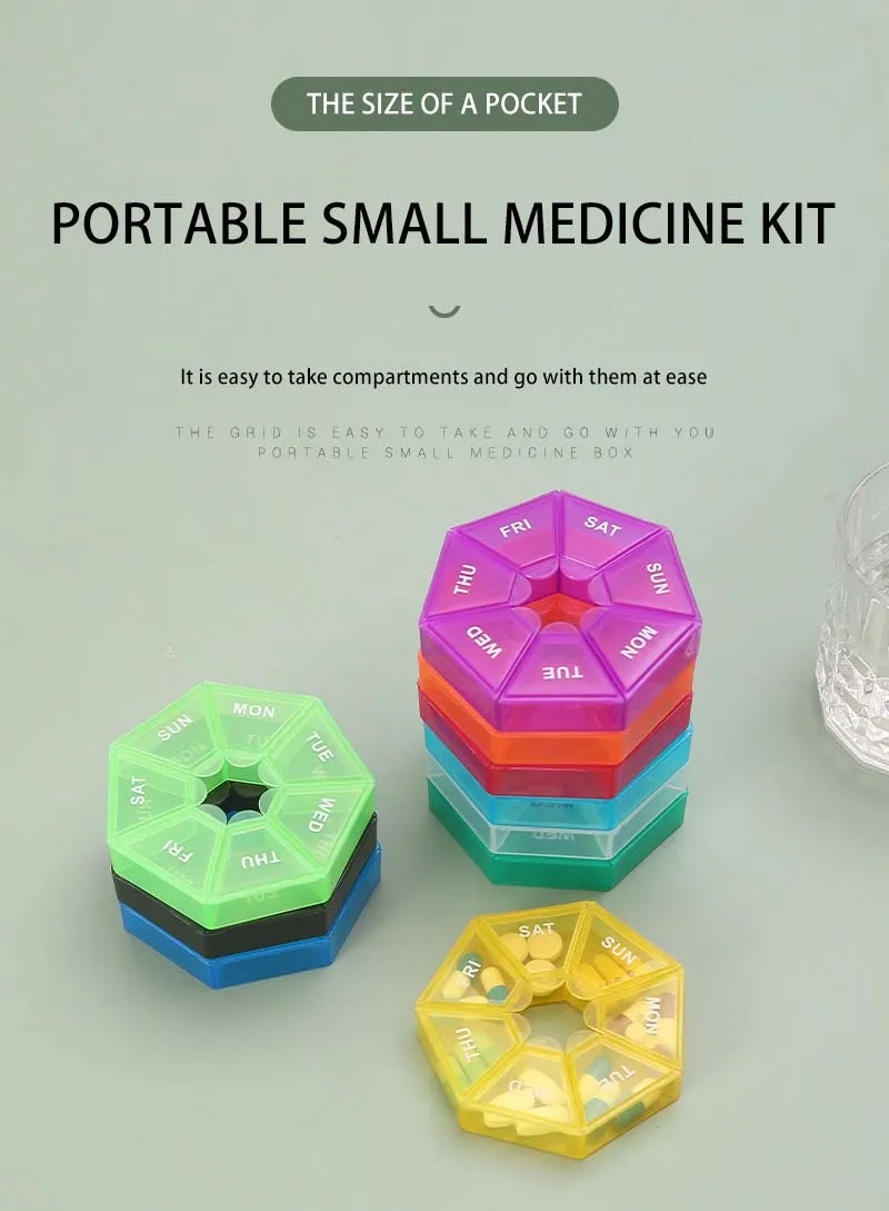 1Pcs Pill Case Plastic 7 Days Tablet Candy Box Portable Storage Tablet Holder Travel Organizer Pill Dispenser Container