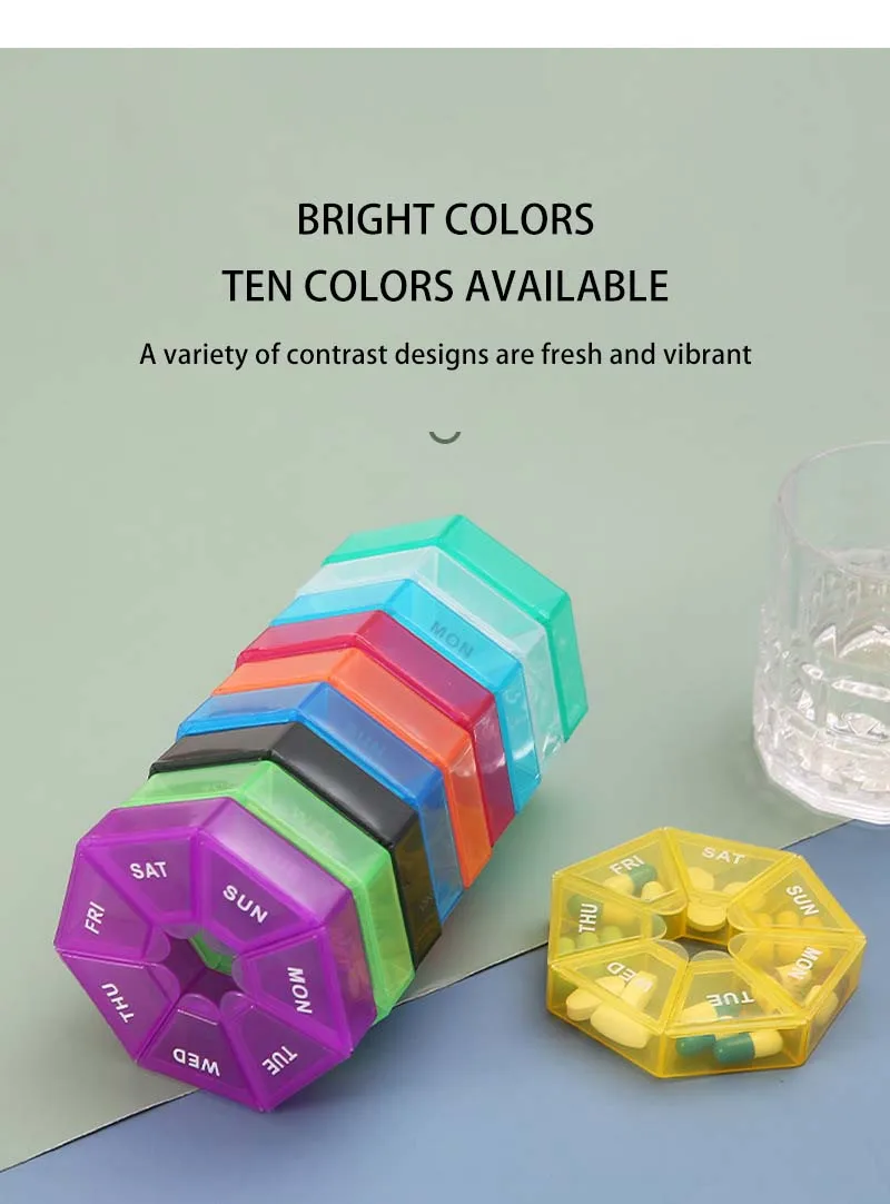 1Pcs Pill Case Plastic 7 Days Tablet Candy Box Portable Storage Tablet Holder Travel Organizer Pill Dispenser Container