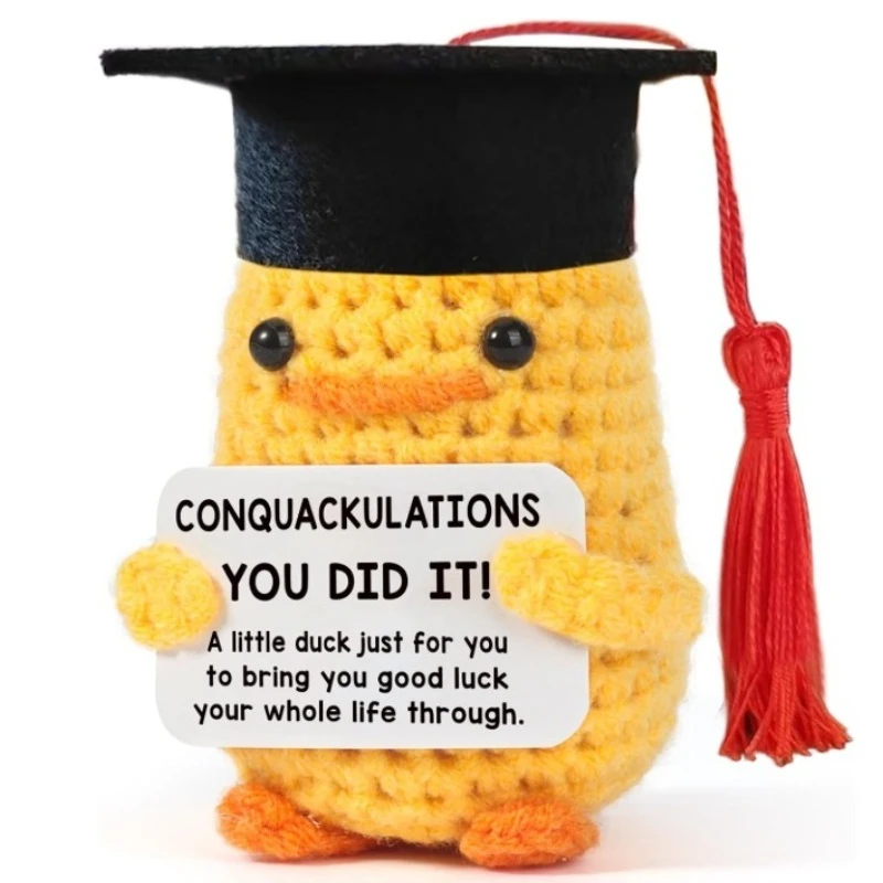 Graduation Season Handmade Crocheted PhD Doll - Positive Mood Plush Toy, Cute Emotional Companion, Graduation Gift for Students