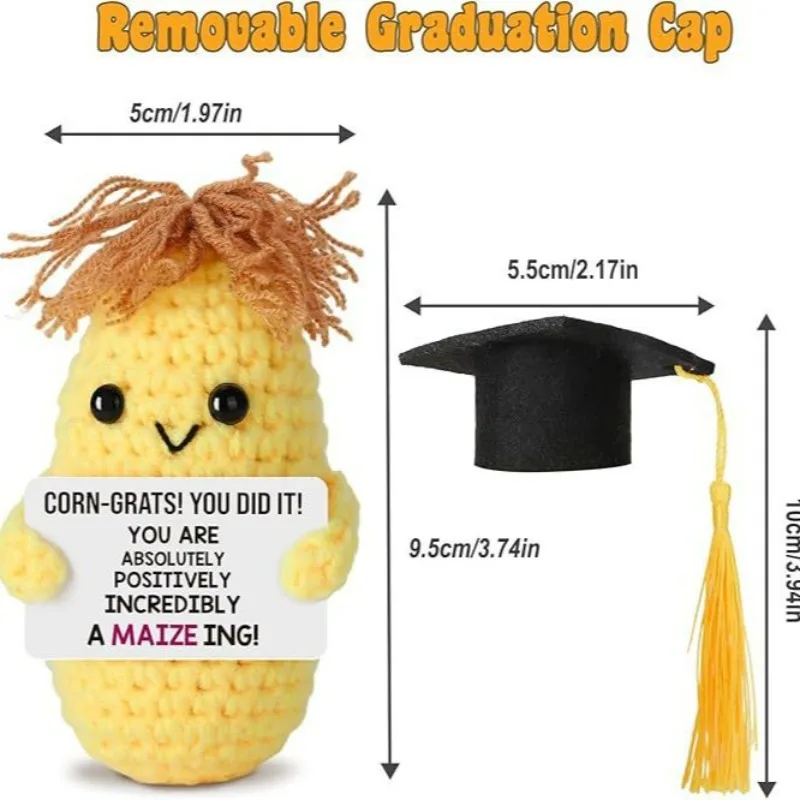 Graduation Season Handmade Crocheted PhD Doll - Positive Mood Plush Toy, Cute Emotional Companion, Graduation Gift for Students