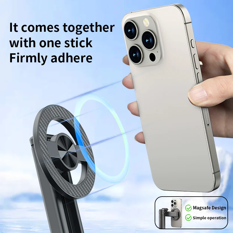 Magnetic Phone Holder Pocket Selfie Stick Retractable Four-corner Stand With Bluetooth for Smartphone Live Streaming Shooting