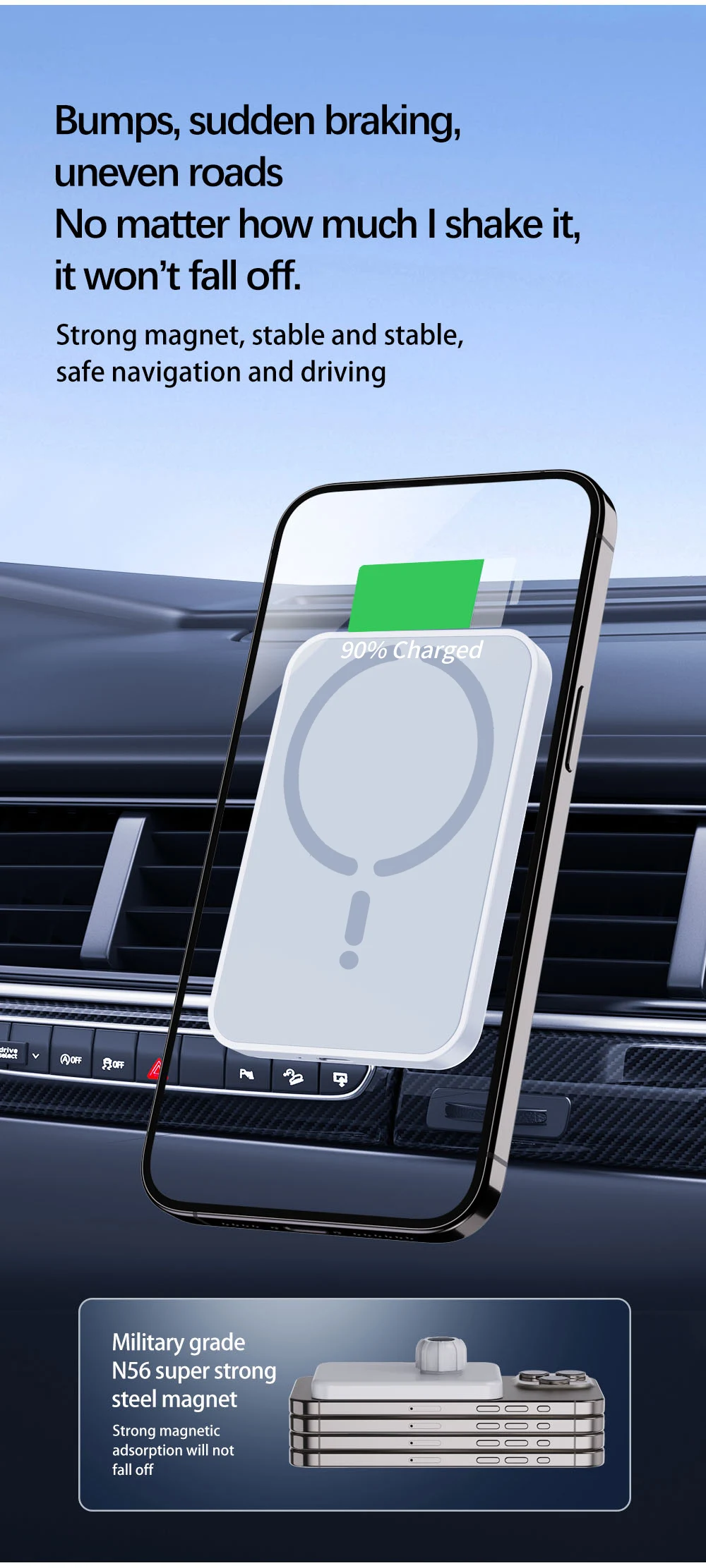 Magnetic Wireless Charger Car Phone Holder Air Vent Mount for IPhone17 16 15 14 13 Pro Max Samsung S26 S25 Fast Charging Stand