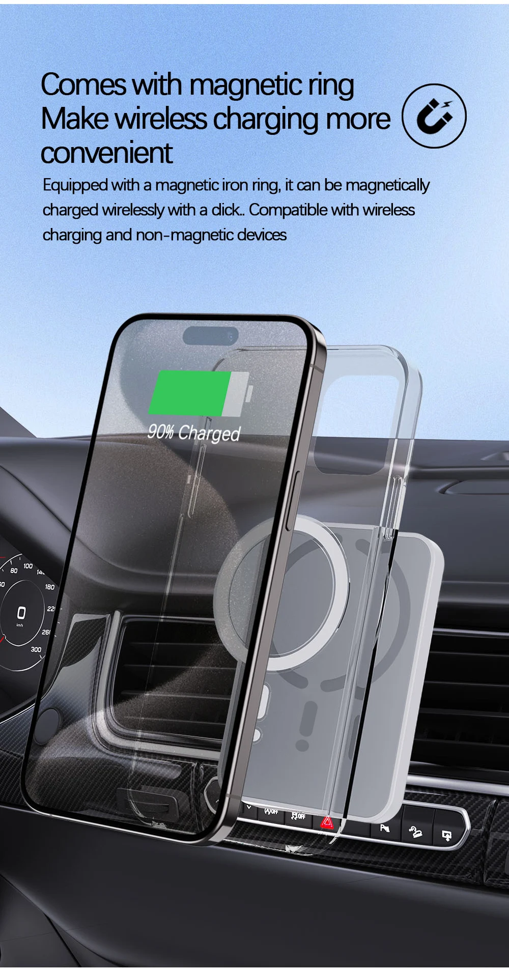 Magnetic Wireless Charger Car Phone Holder Air Vent Mount for IPhone17 16 15 14 13 Pro Max Samsung S26 S25 Fast Charging Stand