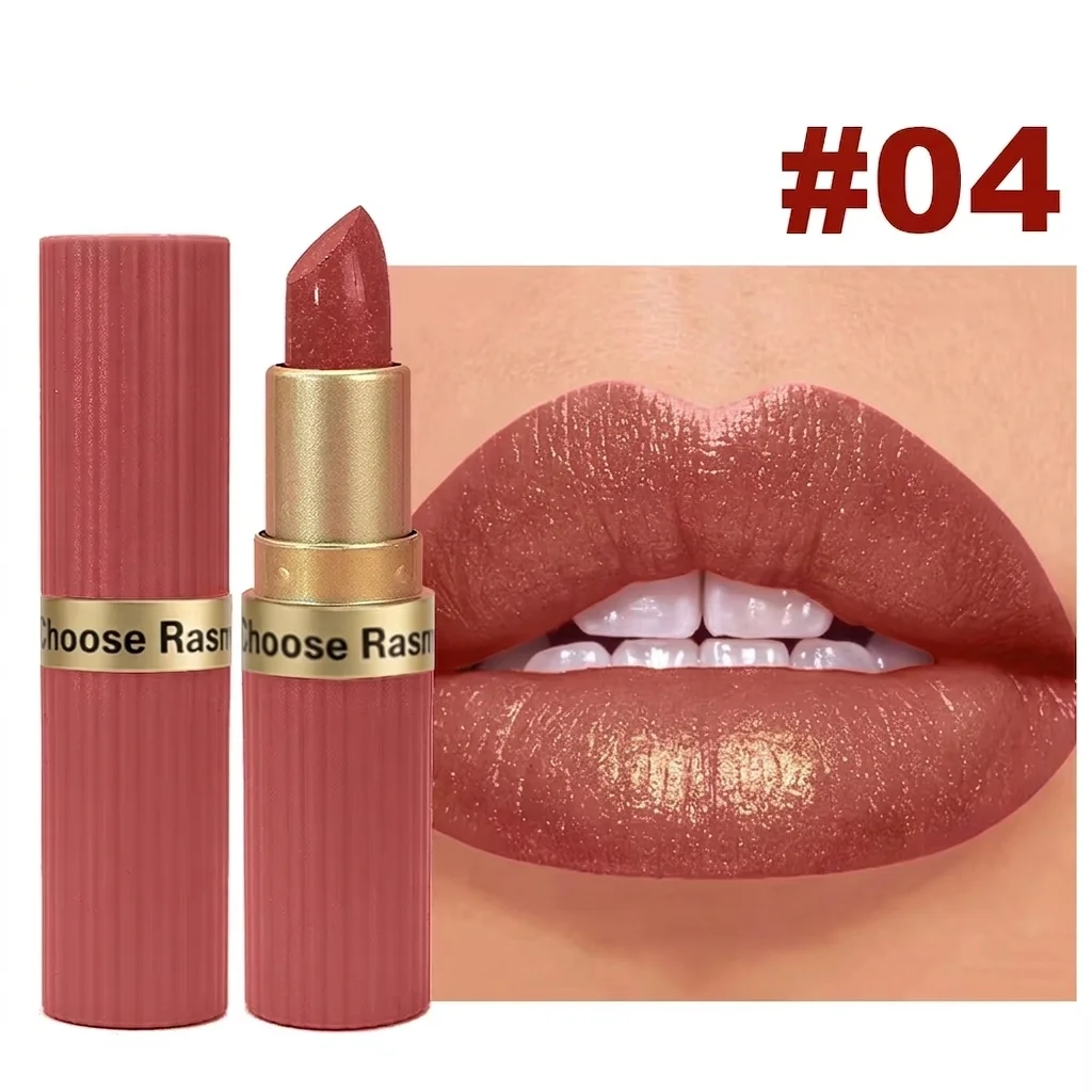 Pearlescent Pink Glitter Velvet Lipstick Metallic Waterproof Long Lasting Matte Shimmer Diamond Lipstick Women Makeup Cosmetic