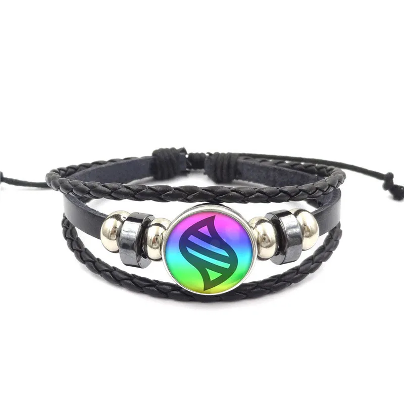 Anime Mega Stone Poke Snap Weave Leather Bracelet Glass Cabochon Adjustable Bangle Jewelry for Women Kids Gift