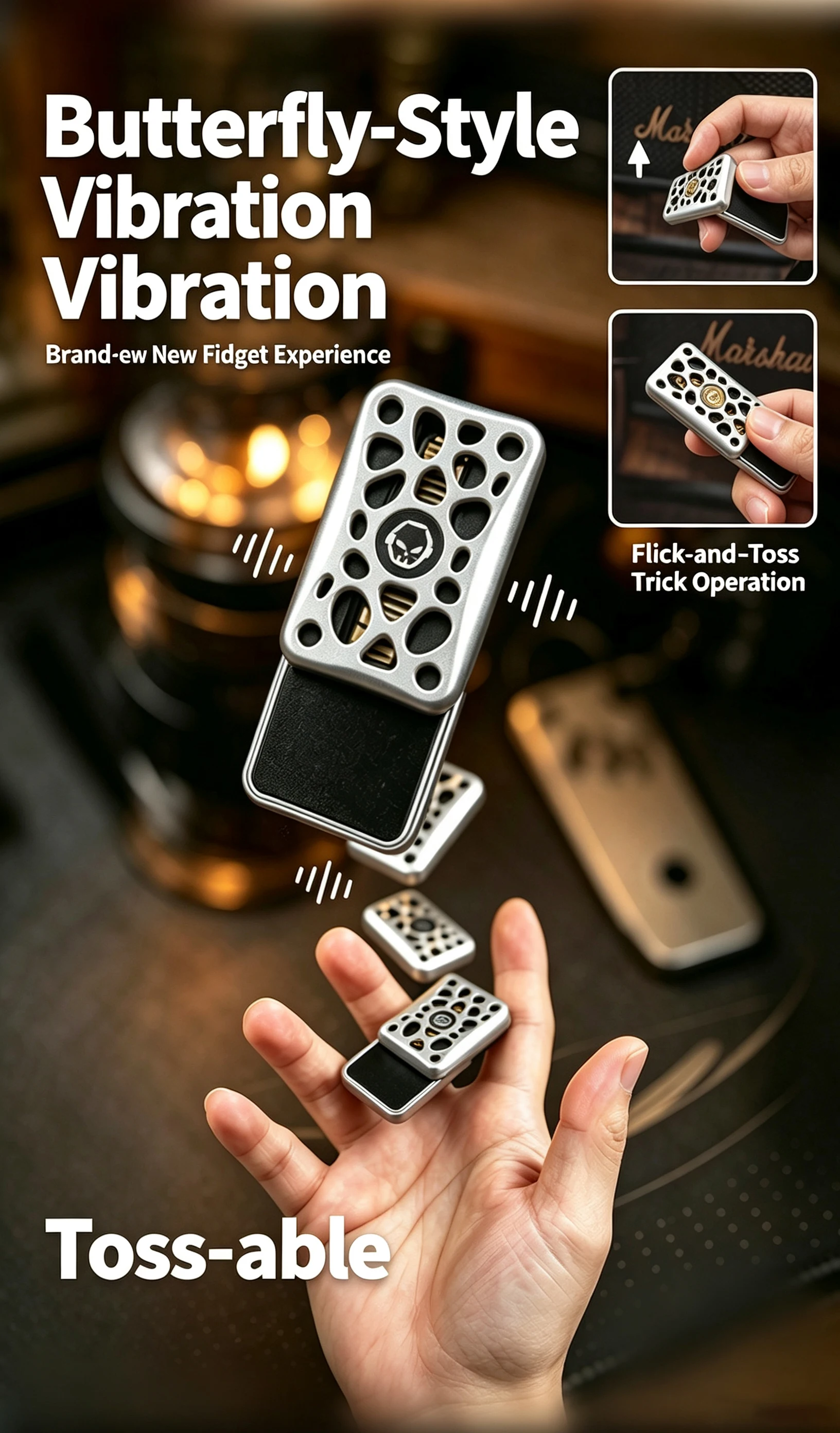 14+ Adult Tuning‑Fork Unlimited Push Slider Magnetic EDC Fidget Toy Metal Hand Tactile Slider Anxiety Stress Relief Pocket Desk