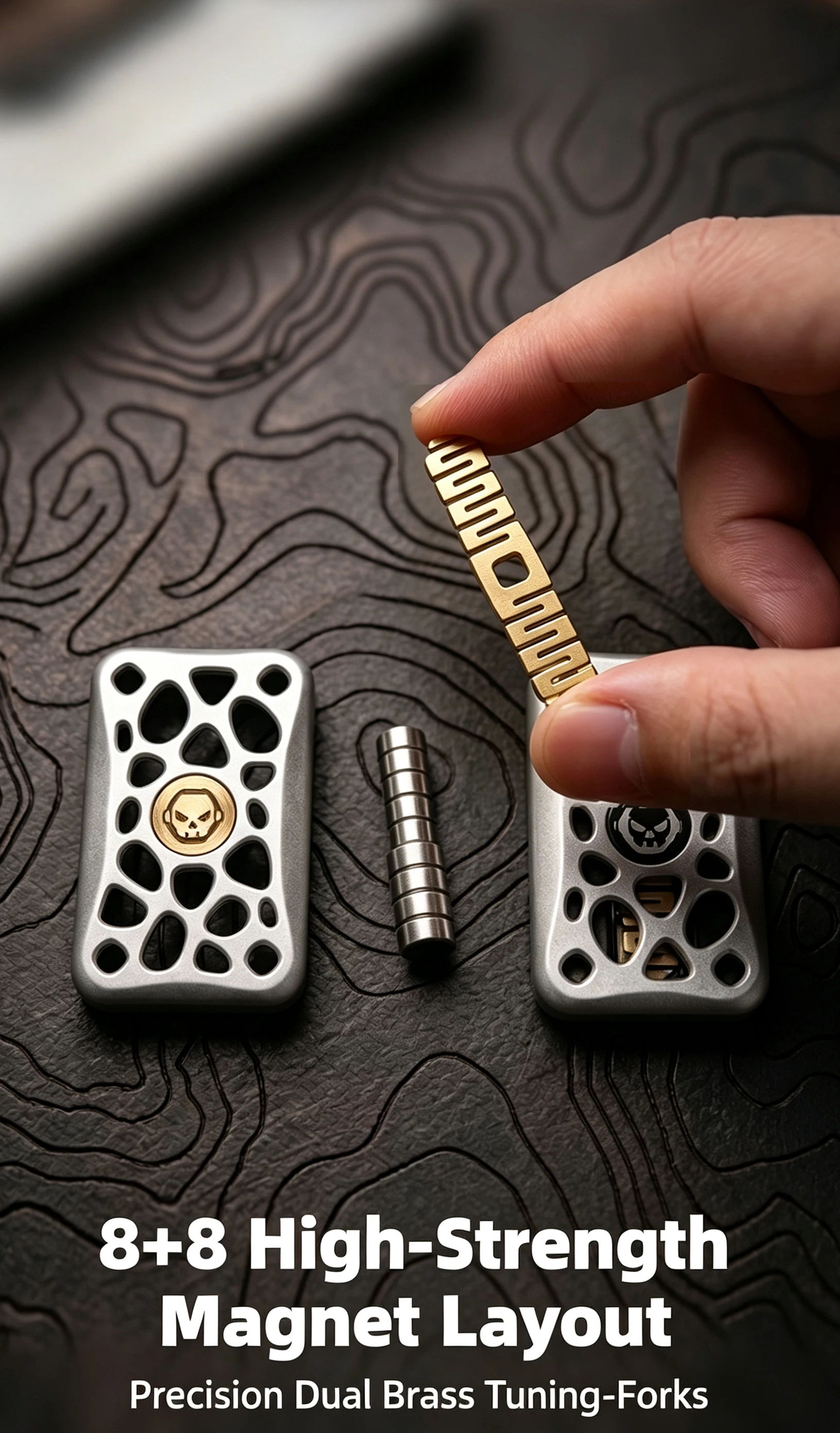 14+ Adult Tuning‑Fork Unlimited Push Slider Magnetic EDC Fidget Toy Metal Hand Tactile Slider Anxiety Stress Relief Pocket Desk