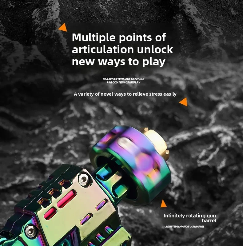 Mini Metal EDC Stress Relief Toy for Adults Pistol Gun Eject Fidget Roller Spinner Mechanical Slider Ratchet Wheel Paragraph