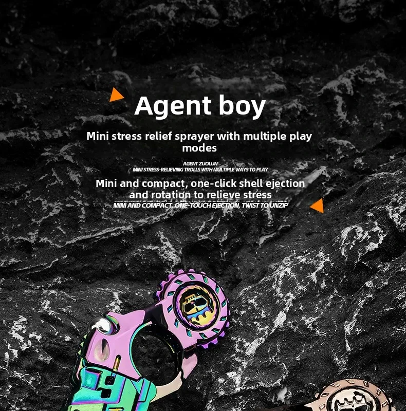 Mini Metal EDC Stress Relief Toy for Adults Pistol Gun Eject Fidget Roller Spinner Mechanical Slider Ratchet Wheel Paragraph