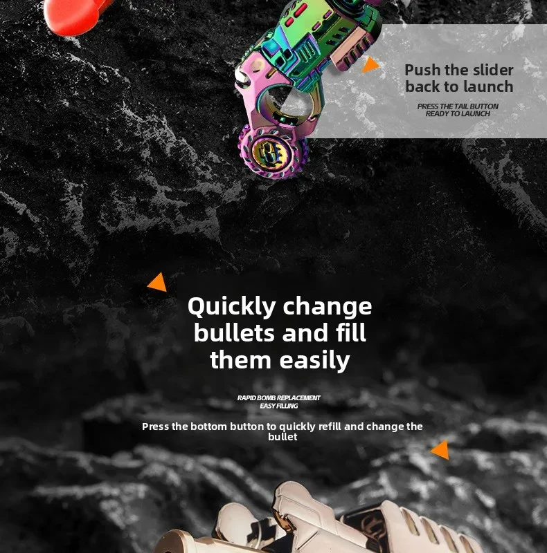 Mini Metal EDC Stress Relief Toy for Adults Pistol Gun Eject Fidget Roller Spinner Mechanical Slider Ratchet Wheel Paragraph