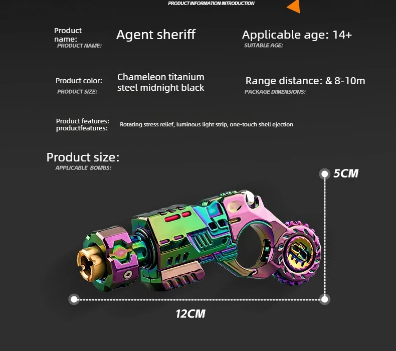 Mini Metal EDC Stress Relief Toy for Adults Pistol Gun Eject Fidget Roller Spinner Mechanical Slider Ratchet Wheel Paragraph