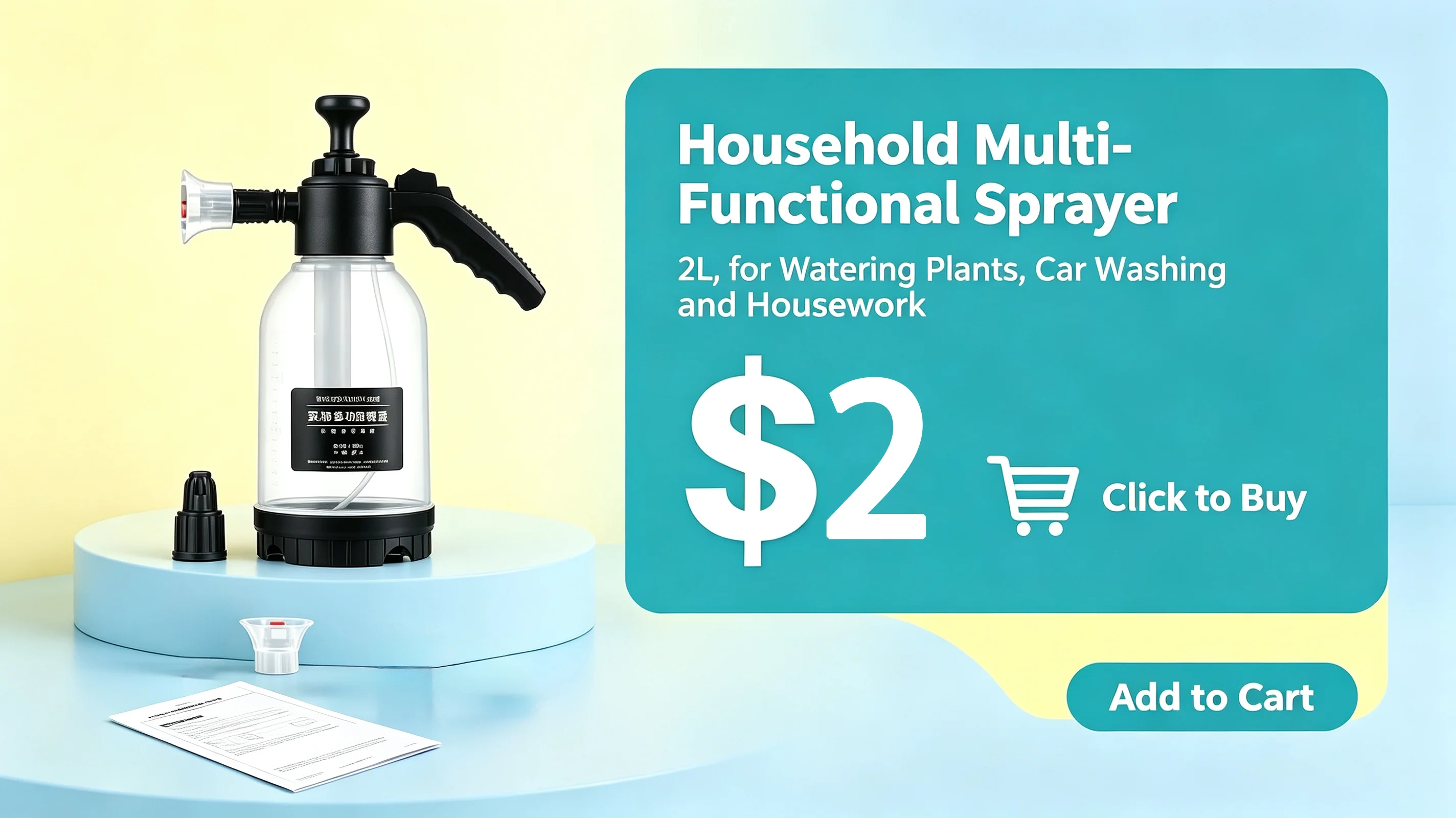 Car Washing Spray Pot Foam Spray Pot 2L Spray Type with Pressure Relief Valve for Household Car Spray Hand Pressure Spray Pot