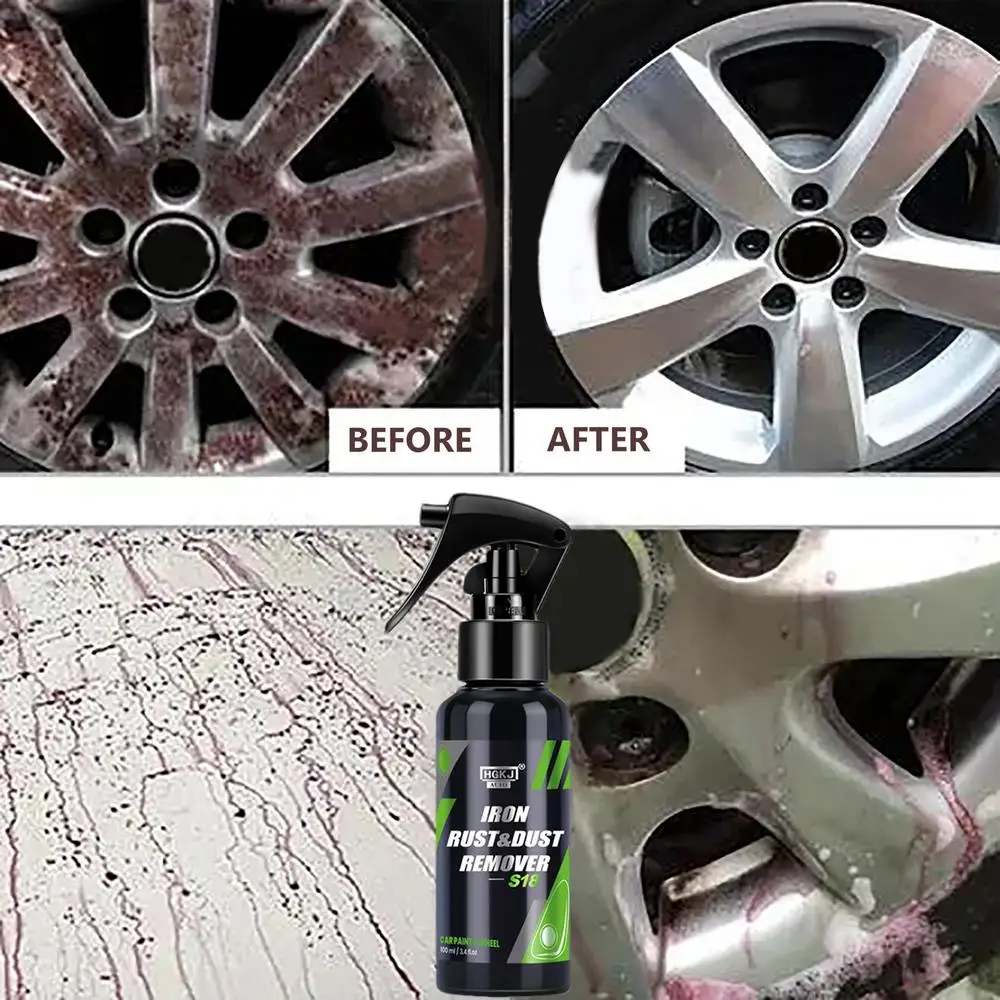 HGKJ S18 50/100/300ML Car Paint & Wheel Iron Particles Powder Rust & Dust Remover Auto Rim Metal Multi-Purpose Cleaning Spray